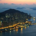 Hong Kong island skyline at night