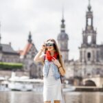 Woman traveling in Dresden city, Germany